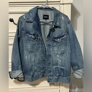 Express Distressed Blue Denim Jacket